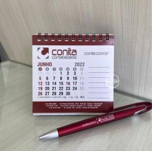 Calendario de Mesa Pequeno REF. 001 6 Laminas Couche 150g 9,8 x 9,8 cm 4x4  wire-o preto 