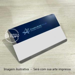 Carteirinha Avulsa de PVC PVC 0,76mm (igual cartão de crédito) 8,5x5,4 cm Colorido Frente e Verso 4x4 Cristal - brilho frente e verso Cantos arredondados. 