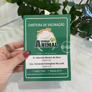 Carteirinhas de Vacinação Capa em Papel Couche 210g - Miolo Sulfite 75g Fechado 11x15 cm Capa colorida 4x1 - 8 páginas de Miolo Preto e Branco Sem revestimento Dobra canoa e 2 grampos 